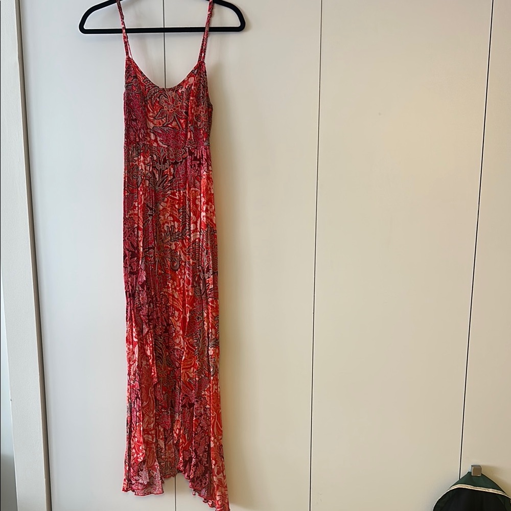 Elegant Red Floral Maxi Dress